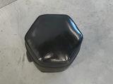 Vintage Mid-Century Hexagonal Black Vinyl Ottoman Footstool - thumbnail 2 of 9