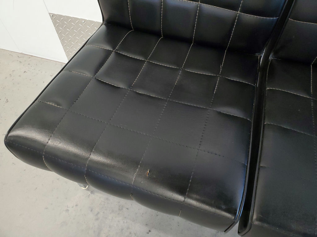 Vintage Mid-Century Modern Tufted 3-Seat Chrome Bench Sofa - image 10 of 16
