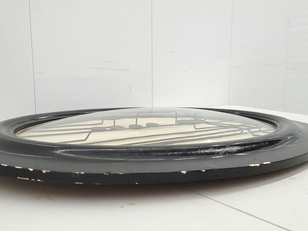 Vintage Mid Century Modern Abstract Metal Wire Bubble Convex Glass Oval Wall Art - image 5 of 11