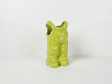 Vintage Lime Green Ceramic Denim Bib Overalls Figural Vase Planter - thumbnail 1 of 9