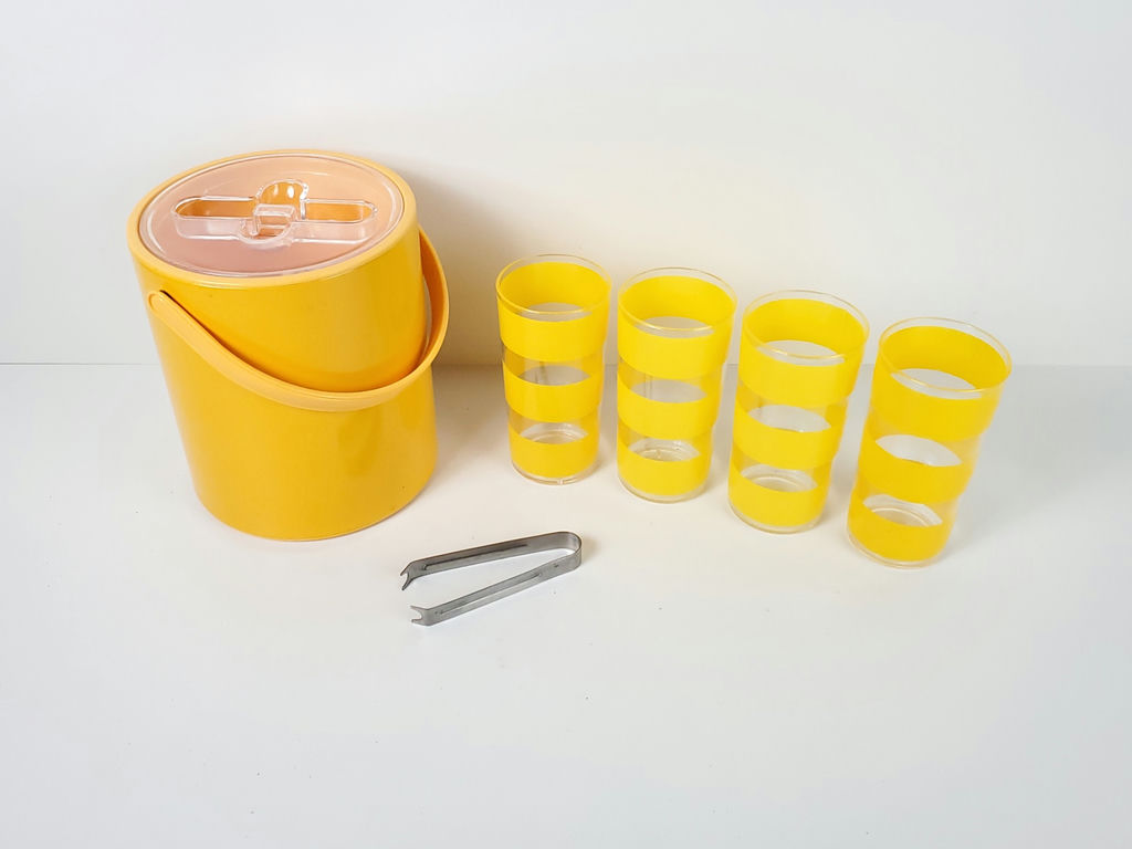 Vintage Drulane Retro Canary Yellow Ice Bucket and Tumbler Set - image 2 of 8