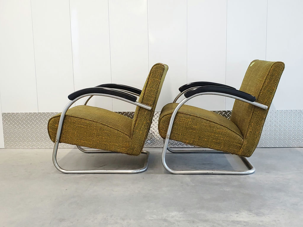 Pair of Vintage Mid-Century Bauhaus Tubular Chrome Lounge Chairs - Pair A - image 6 of 12