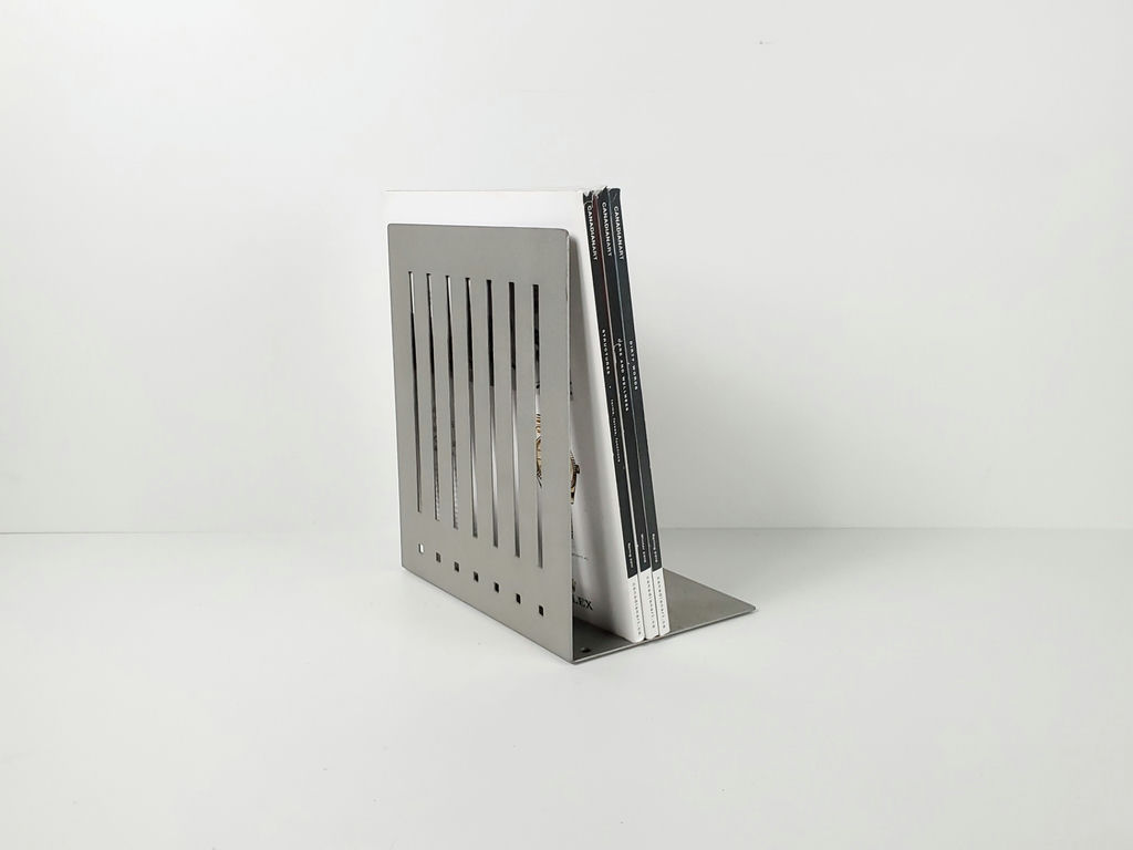 Industrial Slotted Metal Bookend Library Office Decor - image 1 of 7