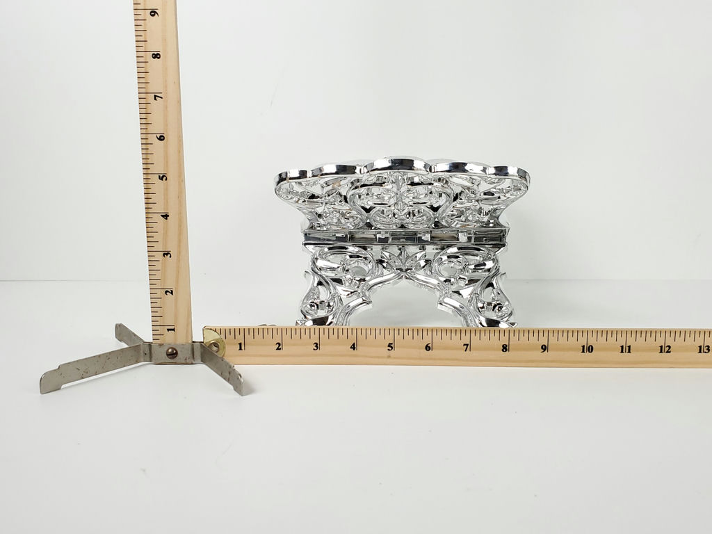 Vintage Faux Chrome Plastic Folding Book Stand Ornate Display Easel - image 7 of 8