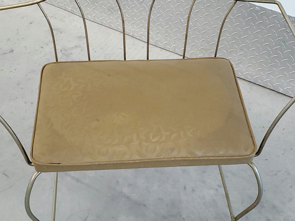 Vintage Hollywood Regency Scrolling Wrought Iron Vanity Chair - image 6 of 12