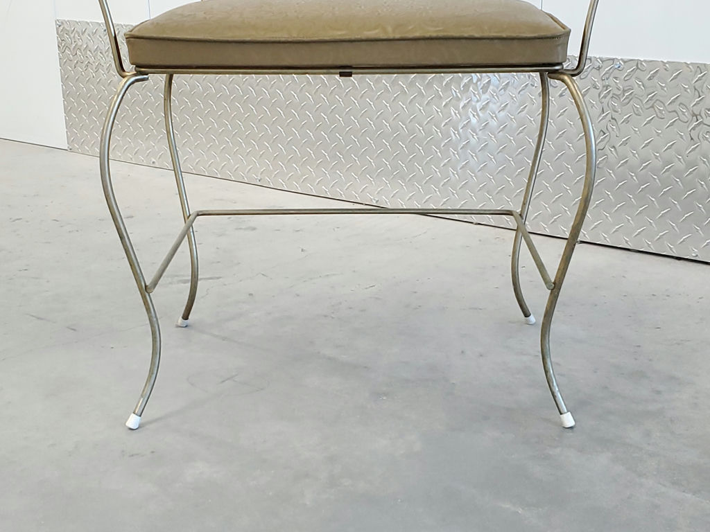 Vintage Hollywood Regency Scrolling Wrought Iron Vanity Chair - image 11 of 12