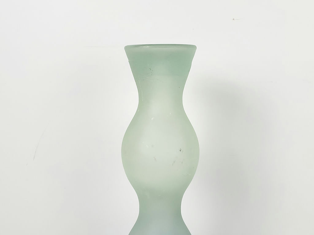 Vintage Spanish Frosted Triple Bulb Art Glass Vase - image 4 of 9