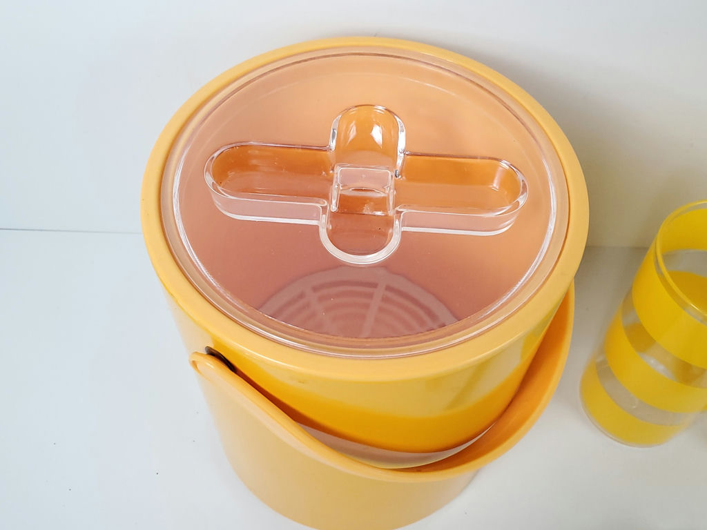 Vintage Drulane Retro Canary Yellow Ice Bucket and Tumbler Set - image 4 of 8