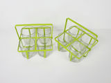 Vintage Mid-Century Lime Green Wire Metal Drinking Glass Carrier Caddy Set - Pair - thumbnail 2 of 9
