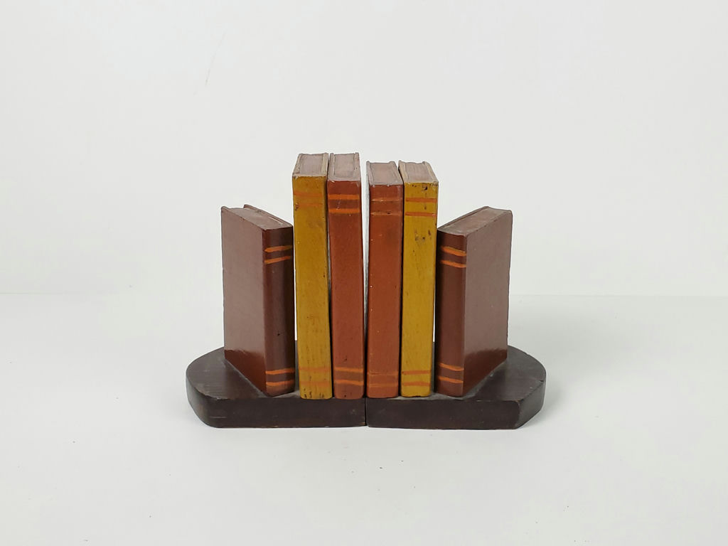 Vintage Wooden Faux Book Bookends Library Tabletop Display Stand Pair - image 6 of 9