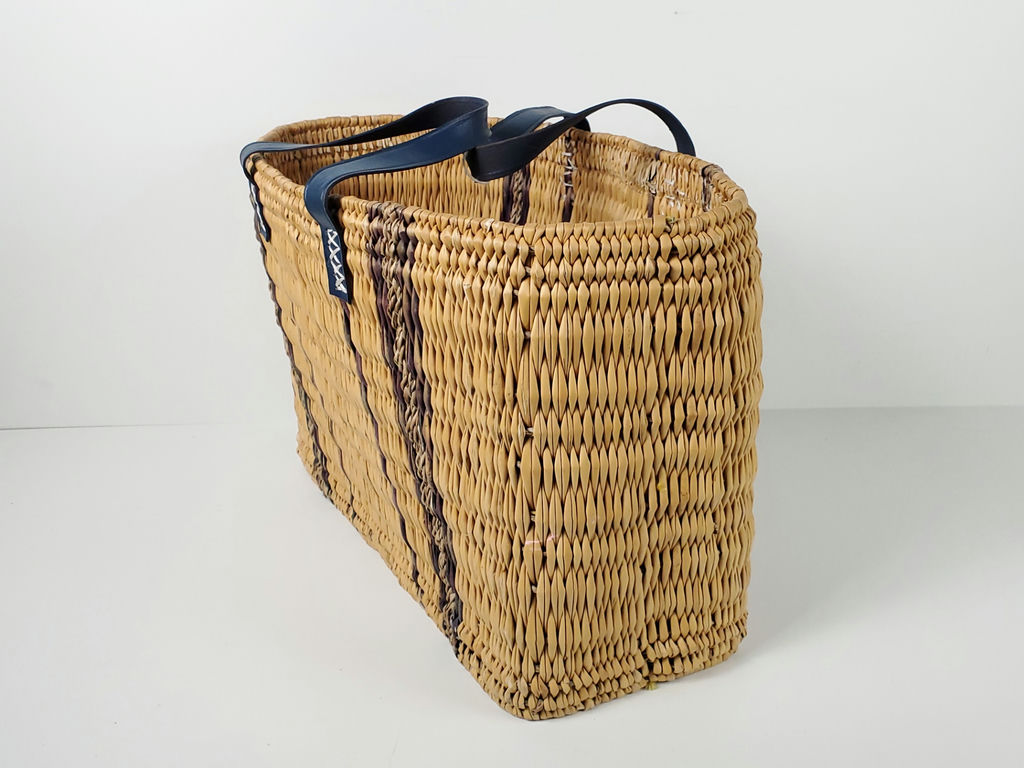 Boho Woven Straw Wicker Market Tote Bag Leather Handles Picnic Basket - image 3 of 9