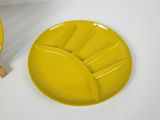 Vintage Japanese Chartreuse Yellow Melamine Compartment Fondue Plates - Set of 6 - thumbnail 2 of 7