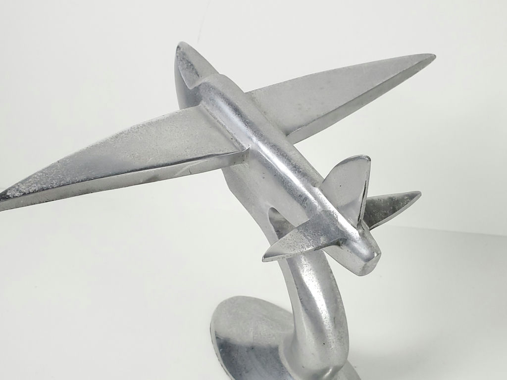 Vintage Art Deco Cast Aluminum Clipper Airplane Desktop Model Sculpture - image 6 of 10