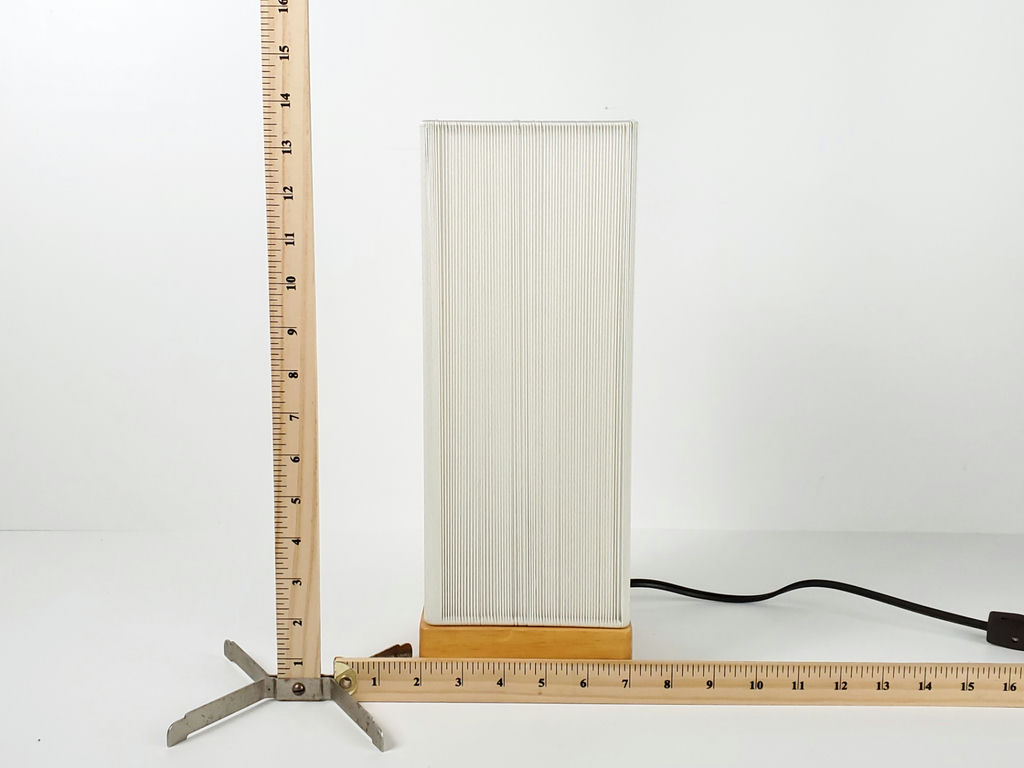 Minimalist Ribbed White Cord Cylinder Table Lamp Wood Base - image 9 of 9