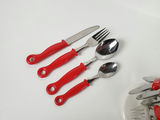 Vintage Retro 24-Piece Red Plastic Handle Flatware Set with Carousel Stand - thumbnail 2 of 7