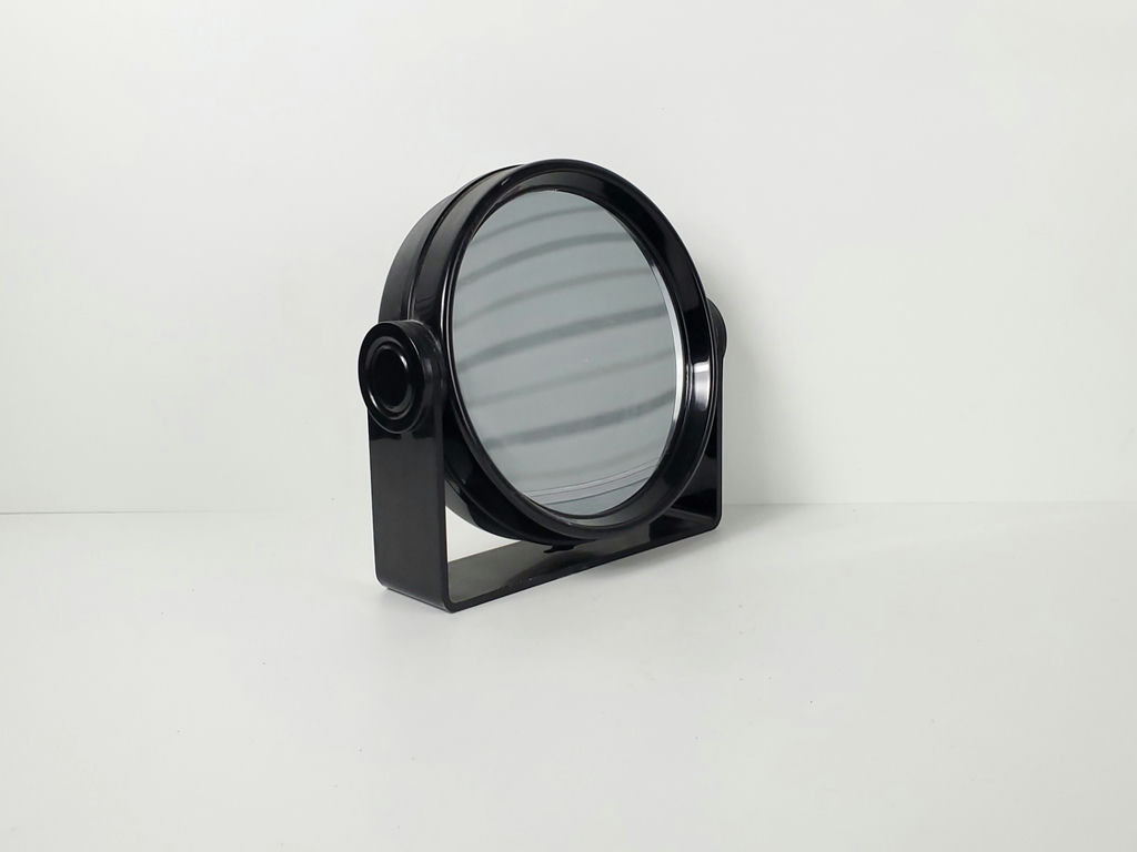 Vintage Black Plastic Swivel Double Sided Countertop Vanity Makeup Mirror - image 3 of 7