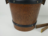 Vintage KMC Japan Solid Wood Barrel Ice Bucket with Leather Accents - thumbnail 5 of 10
