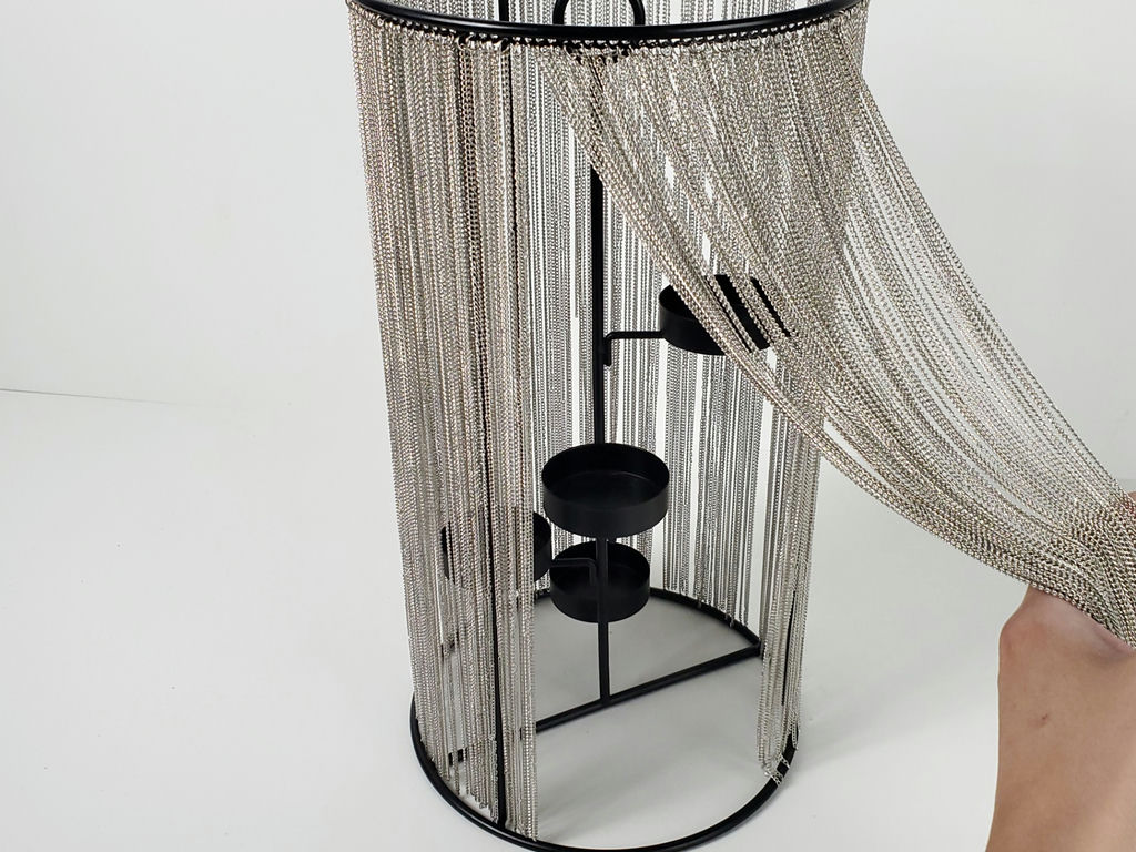 Modern Industrial Black Metal Chain Shimmer Curtain Multi Tealight Candle Holder - image 7 of 9