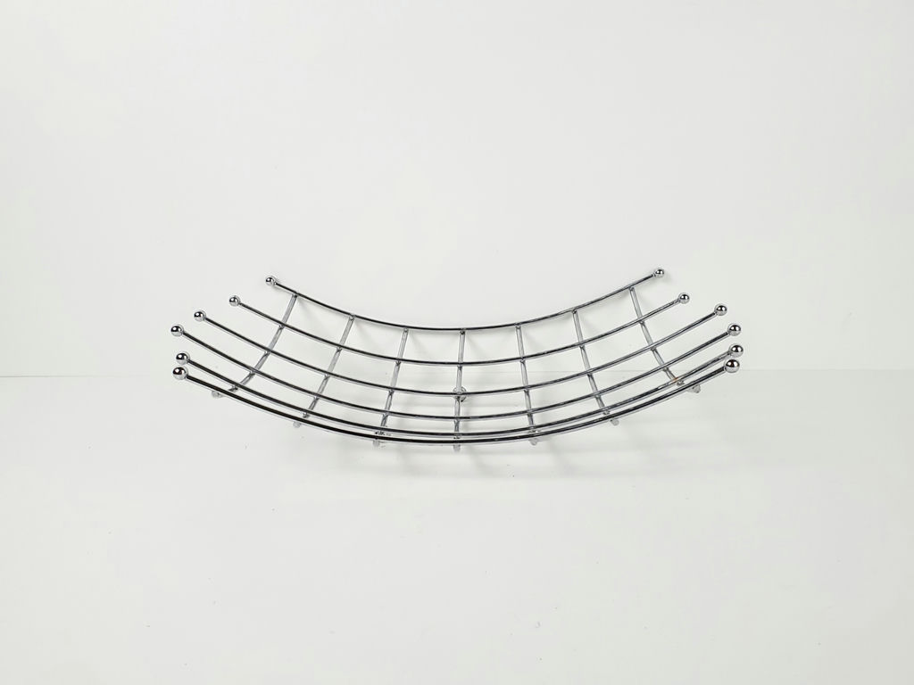 Vintage Mid-Century Atomic Chrome Wire Grid Fruit Basket Centerpiece - image 1 of 9