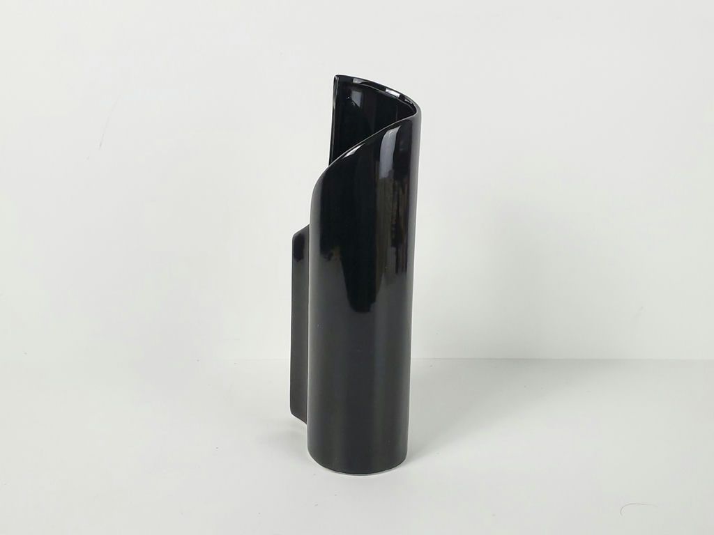 Modernist Black Ceramic Folded Wave Sculptural Ikebana Bud Vase - image 3 of 9