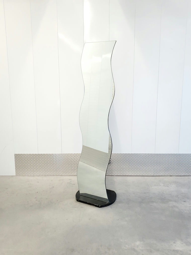 Vintage Modernist Wavy Squiggle Freestanding Floor Mirror - image 2 of 11
