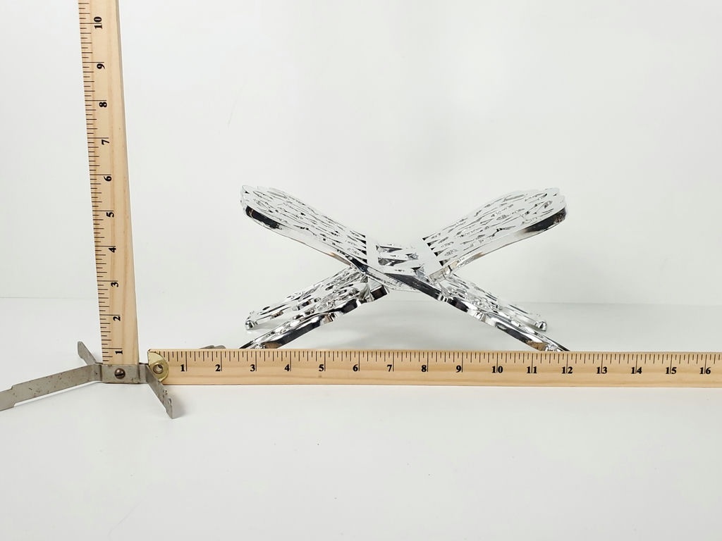 Vintage Faux Chrome Plastic Folding Book Stand Ornate Display Easel - image 6 of 8