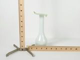 Vintage White Opaque Glass Floriform Trumpet Bud Vase Lime Green Rim - thumbnail 6 of 7
