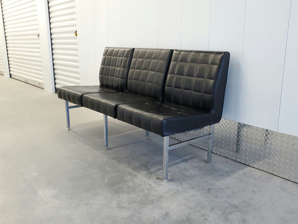 Vintage Mid-Century Modern Tufted 3-Seat Chrome Bench Sofa - image 15 of 16