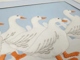 Vintage Country Style Fabric Puffy Applique White Geese Framed Wall Art - thumbnail 4 of 10