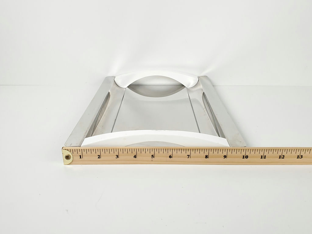 Vintage Mori Italian Stainless Steel Serving Tray with White Handles - image 10 of 10