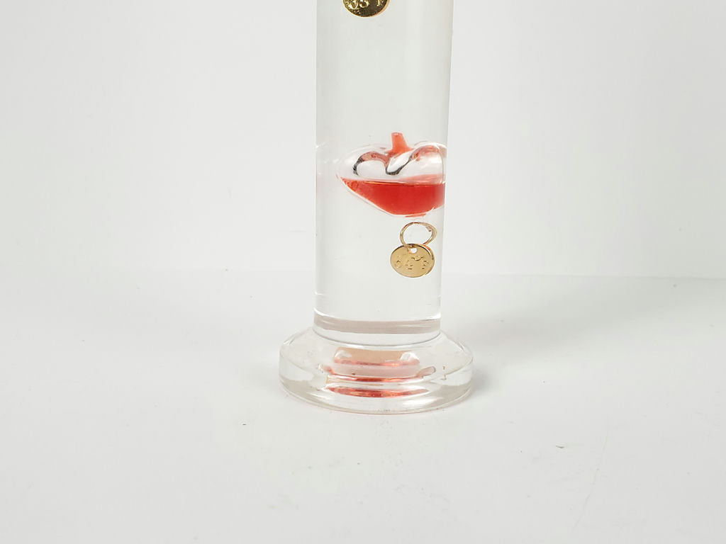 Vintage Glass Galileo Kiss Thermometer 5 Red Floating Hearts Weather Station - image 4 of 7