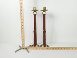 Vintage Brass Belt Buckle Candlestick Holders Equestrian Stirrup Style Pair - thumbnail 8 of 8