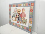 Vintage Teddy Bear Nursery Toy Box Quilt Stretched Frame Wall Art - thumbnail 13 of 13