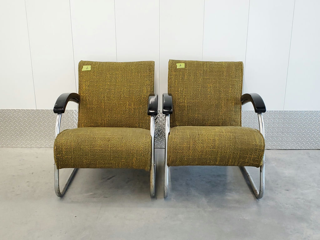 Pair of Vintage Mid-Century Bauhaus Tubular Chrome Lounge Chairs - Pair A - image 7 of 12