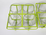 Vintage Mid-Century Lime Green Wire Metal Drinking Glass Carrier Caddy Set - Pair - thumbnail 6 of 9