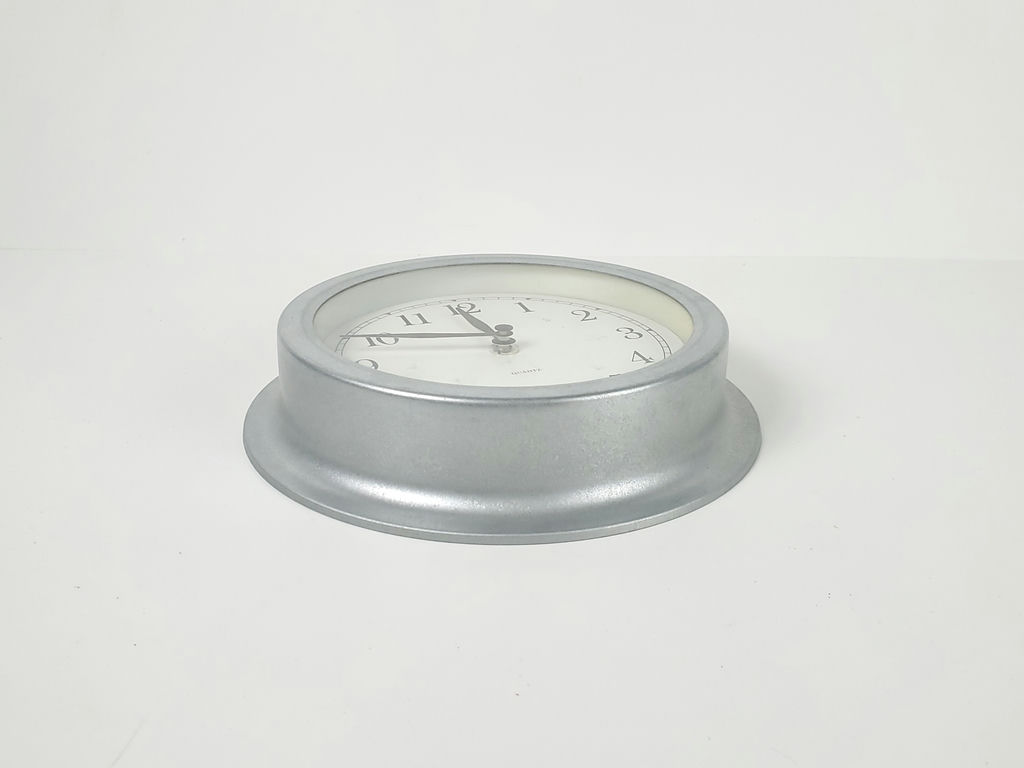Vintage IKEA Dekad Silver Metal Deep Profile Round Quartz Wall Clock - image 2 of 8