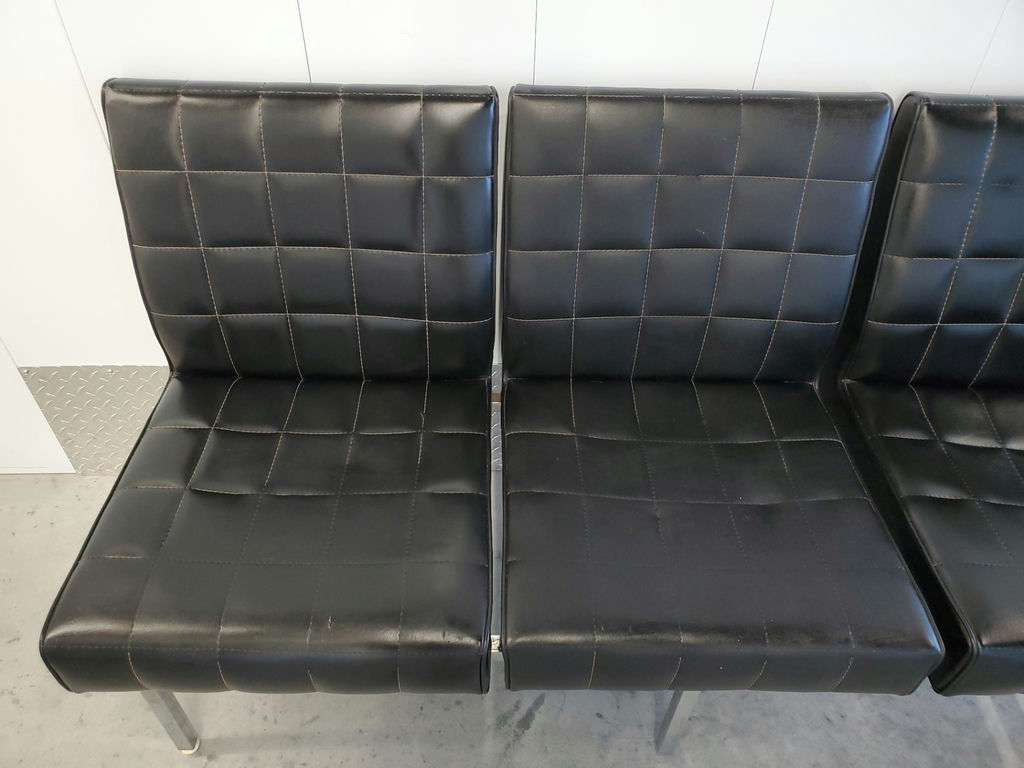 Vintage Mid-Century Modern Tufted 3-Seat Chrome Bench Sofa - image 5 of 16
