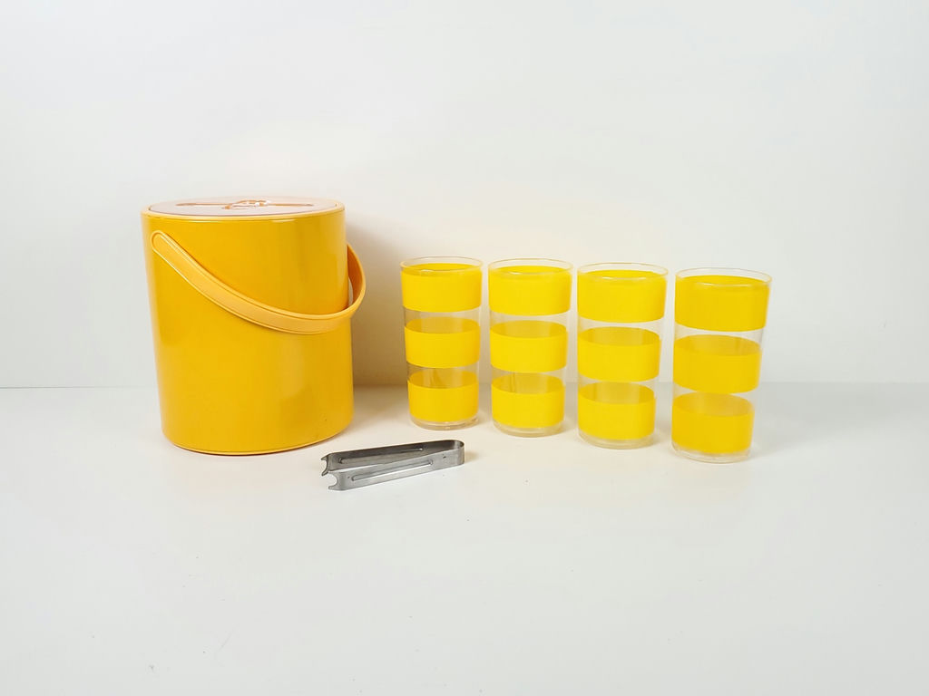 Vintage Drulane Retro Canary Yellow Ice Bucket and Tumbler Set - image 1 of 8