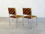 Pair of Vintage Mid-Century Striped Chrome Dining Chairs - thumbnail 7 of 10