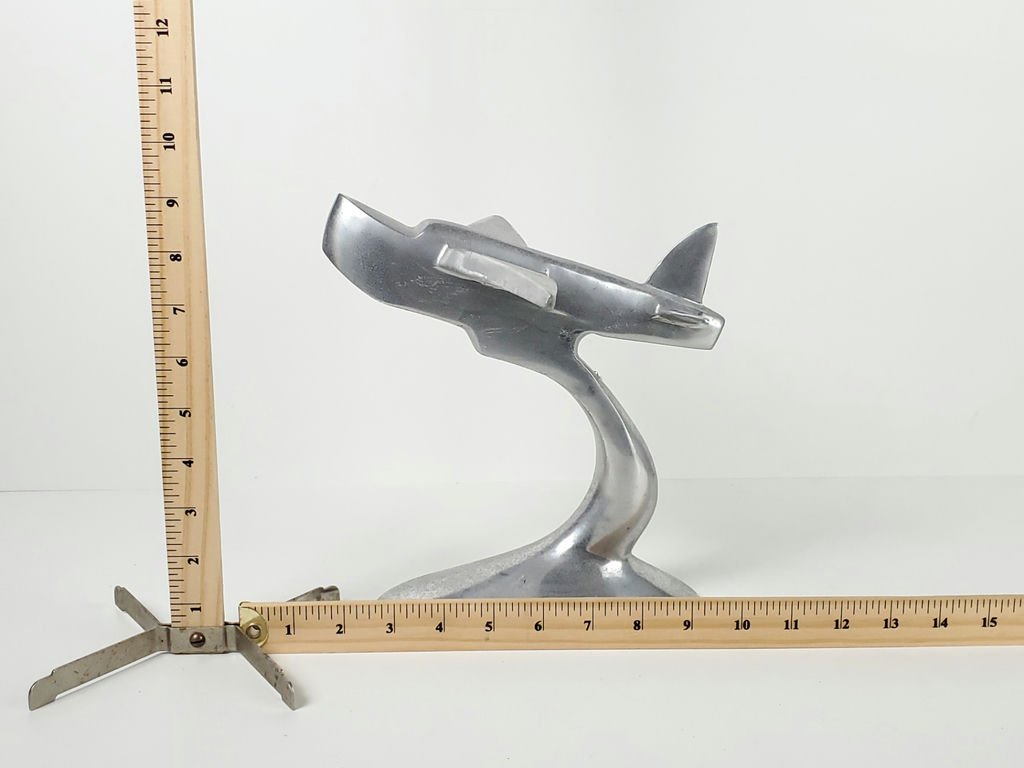 Vintage Art Deco Cast Aluminum Clipper Airplane Desktop Model Sculpture - image 9 of 10