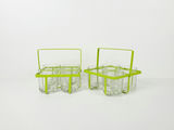 Vintage Mid-Century Lime Green Wire Metal Drinking Glass Carrier Caddy Set - Pair - thumbnail 1 of 9