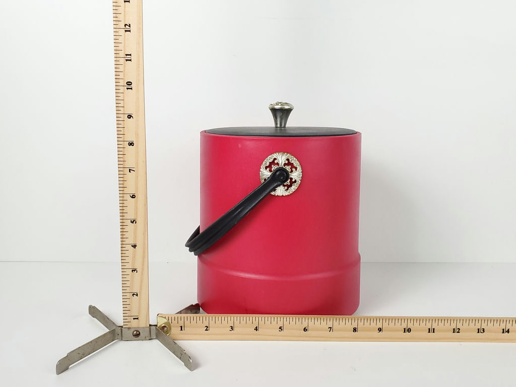 Vintage Hong Kong Red Plastic Insulated Ice Bucket - image 9 of 9