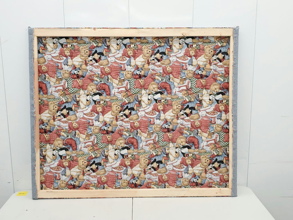 Vintage Teddy Bear Nursery Toy Box Quilt Stretched Frame Wall Art - image 8 of 13