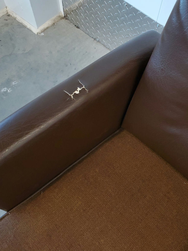 Vintage Mid-Century Brown Faux Leather Swivel Armchair - image 7 of 11