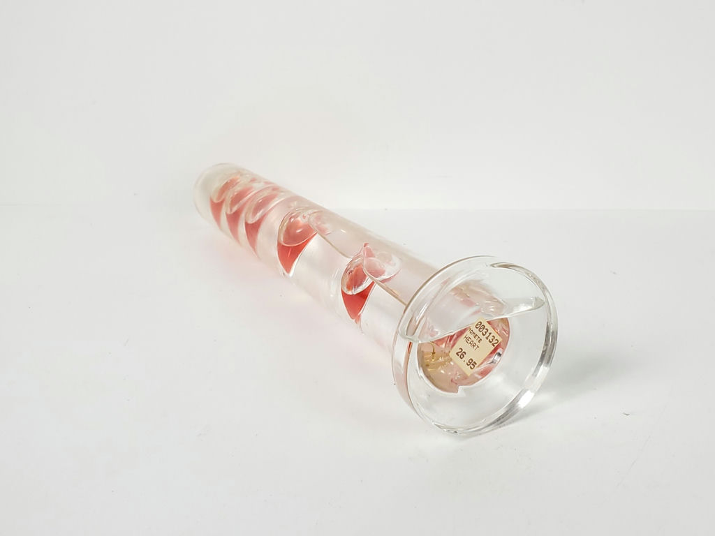 Vintage Glass Galileo Kiss Thermometer 5 Red Floating Hearts Weather Station - image 6 of 7