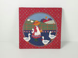 Vintage Sunbonnet Sue Calico Fabric Stretched Wooden Frame Country Wall Art - thumbnail 1 of 7