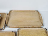Vintage Mid-Century Wooden Nesting Serving Trays with Chrome Edges - 5 Piece Set - thumbnail 5 of 12