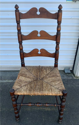 Antique Ladder Back Chair with woven rush seat - Image 1 of 4