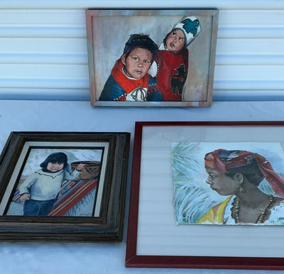 3 Portraits, Indigenous children By Hattan - Image 1 of 10