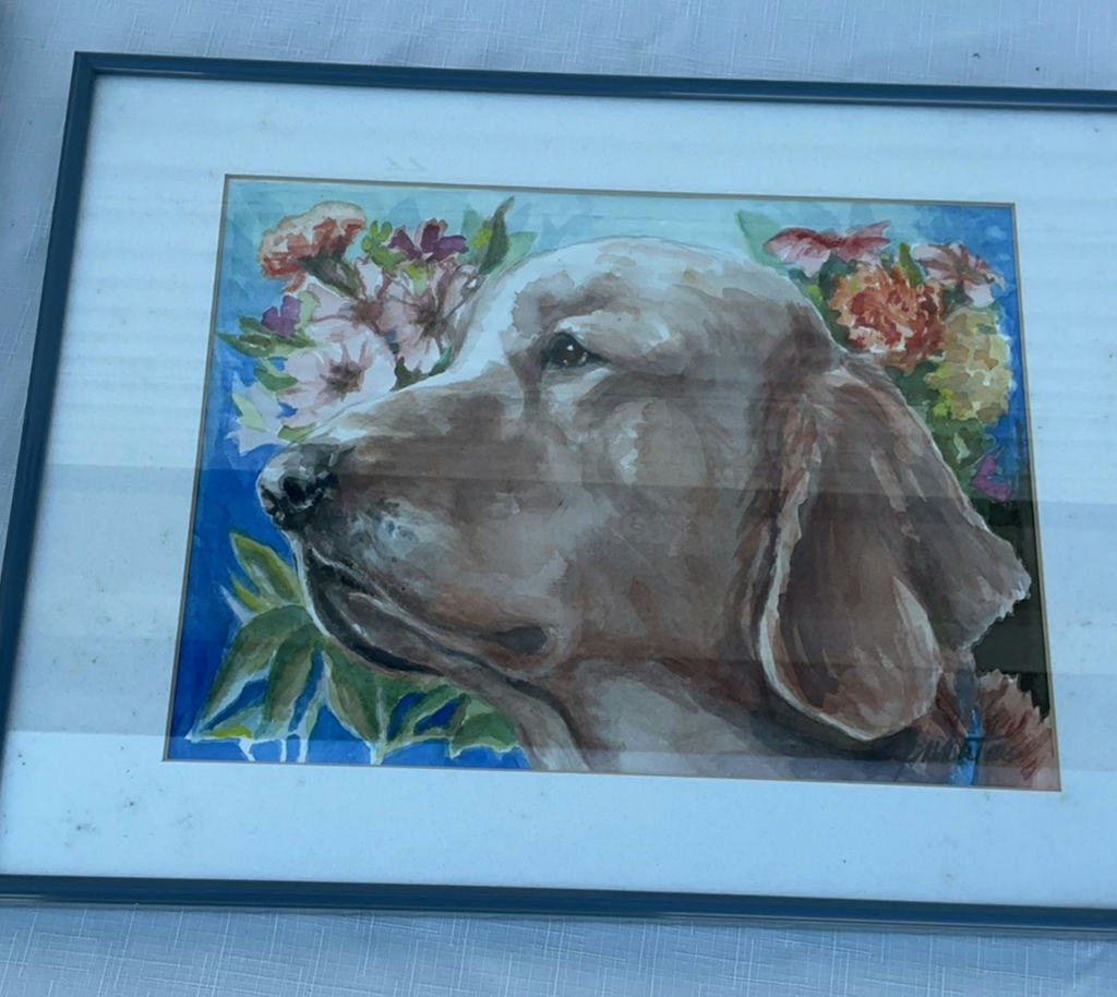 3 Original framed Watercolors of Sweet Dogs, By Hattan - image 1 of 12